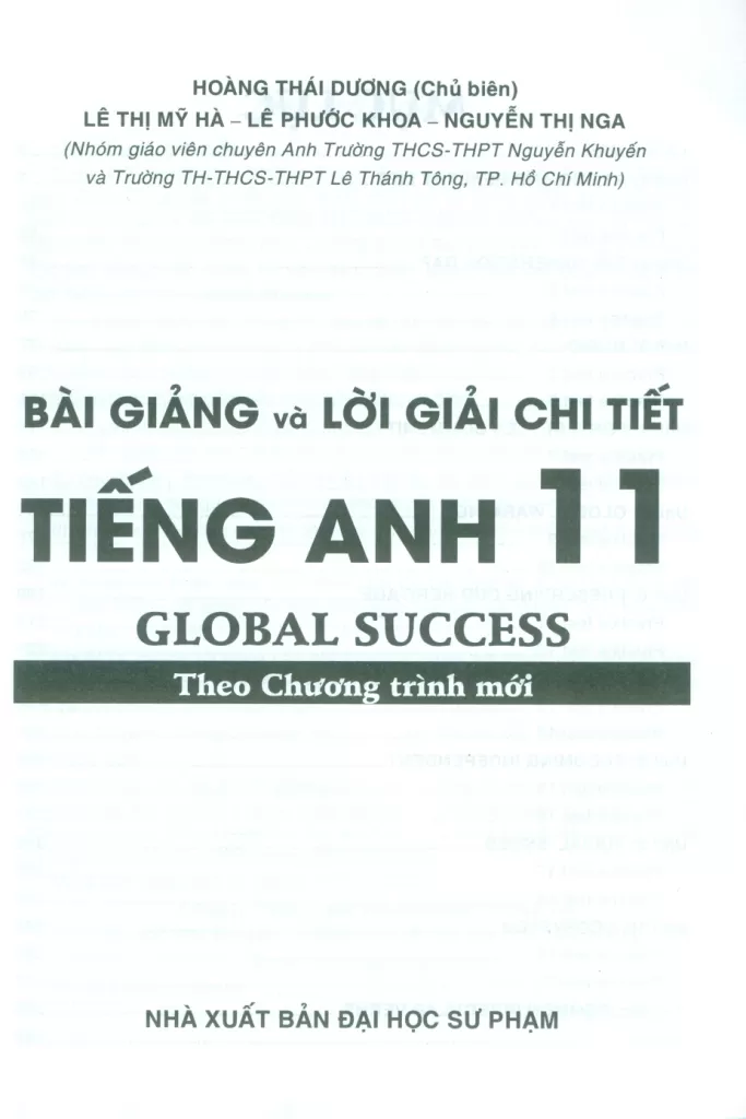 BÀI GIẢNG VÀ LỜI GIẢI CHI TIẾT TIẾNG ANH LỚP 11 - GLOBAL SUCCESS (Theo Chương trình mới)
